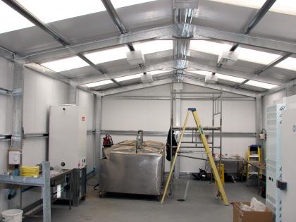 Internal layout of the dairy unit showing how the steel frame structure maximises the space layout