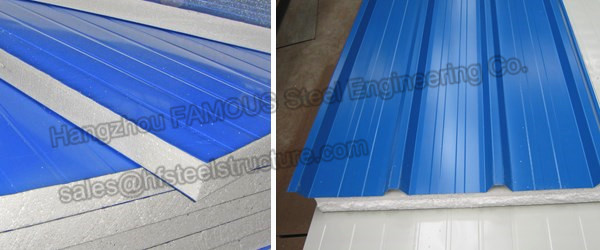 Corrugated 950mm Lightweight Steel Sheet EPS Sandwich Panels for Warehouse Roof Panel