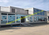 Foldable Flat Pack Container House With Glass Facade Decoration For Office Use